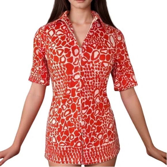 Red Patterned Women's Tunic - Picture 1 of 6